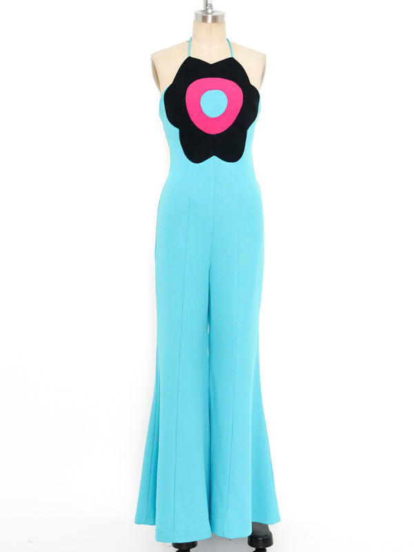 Aqua Crepe Daisy Jumpsuit Suit arcadeshops.com
