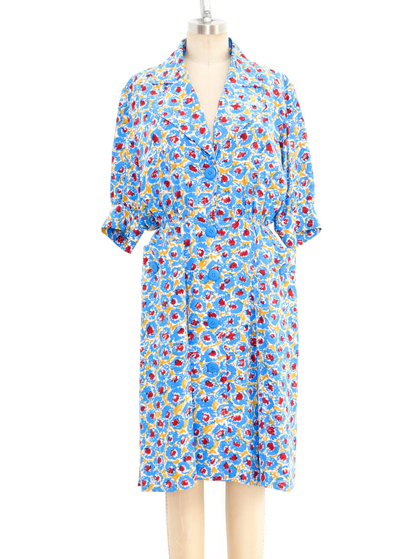 Yves Saint Laurent Floral Printed Silk Dress Dress arcadeshops.com