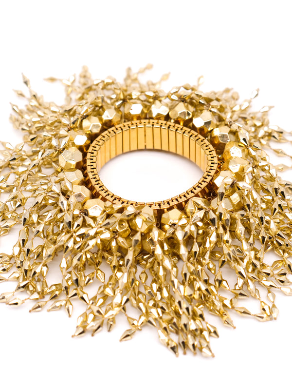 Gold Bead Fringed Bangle Accessory arcadeshops.com