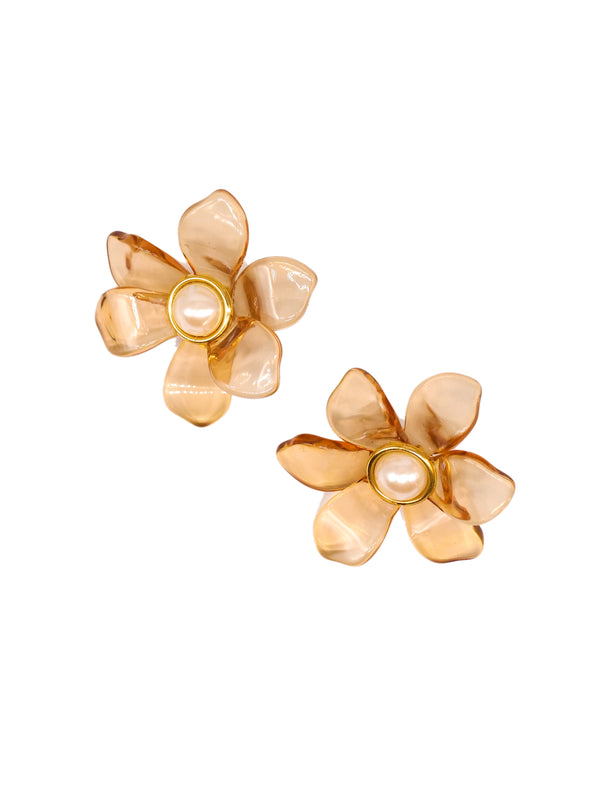 Lucite Flower Ear Clips Accessory arcadeshops.com