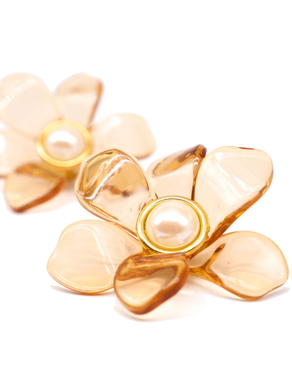 Lucite Flower Ear Clips Accessory arcadeshops.com