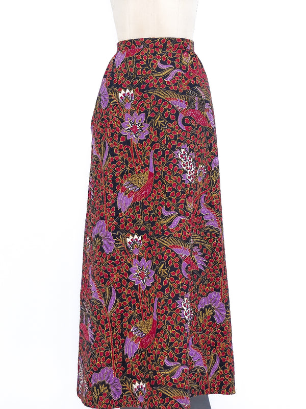 Bird Print Quilted Maxi Skirt Bottom arcadeshops.com