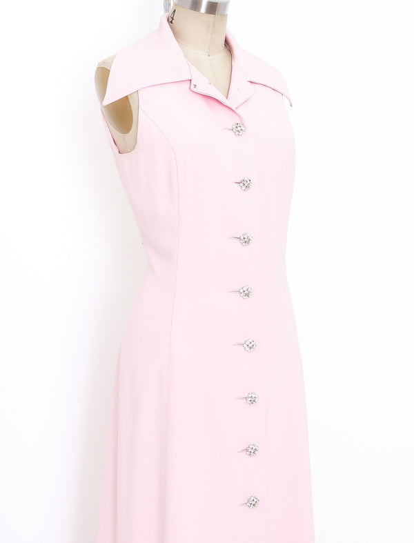 Malcolm Starr Pink Silk Sleeveless Shirt Dress Dress arcadeshops.com