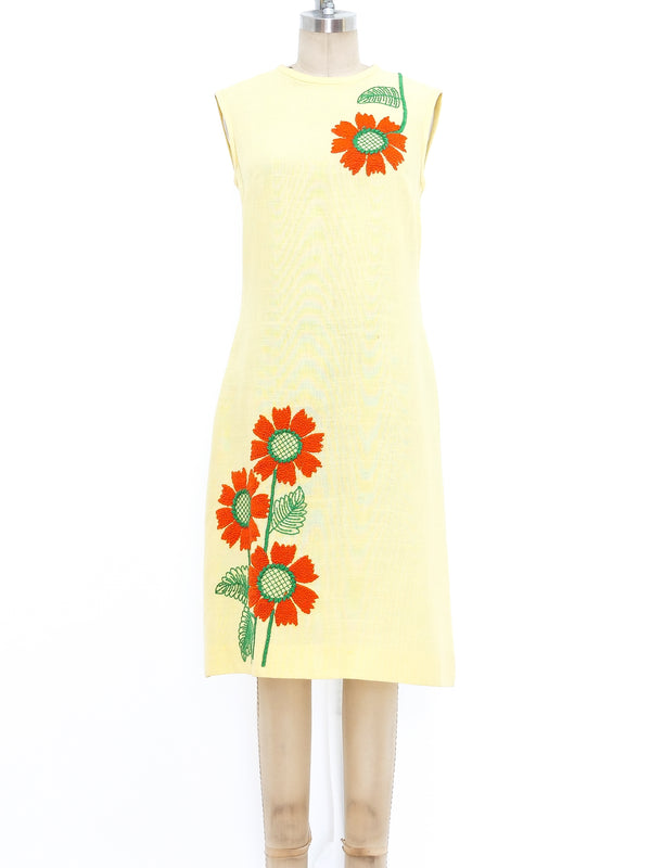 Floral Embroidered Linen Dress Dress arcadeshops.com