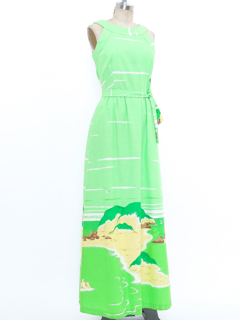 Landscape Printed Sleeveless Hawaiian Dress Dress arcadeshops.com