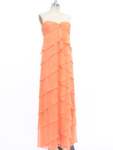 Tiered Peach Silk Chiffon Strapless Dress Dress arcadeshops.com