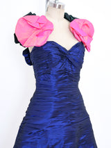 Vicky Tiel Ruched Silk Taffeta Party Dress Dress arcadeshops.com