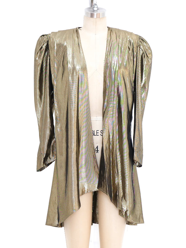 Gold Lame Puff Sleeve Jacket Jacket arcadeshops.com