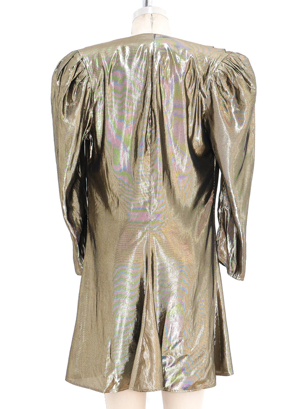 Gold Lame Puff Sleeve Jacket Jacket arcadeshops.com