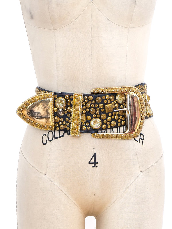 Michael Morrison Studded Black Leather Belt Accessory arcadeshops.com
