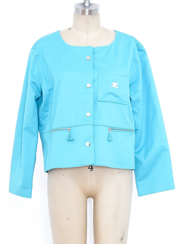 Courreges Aqua Cropped Jacket Jacket arcadeshops.com