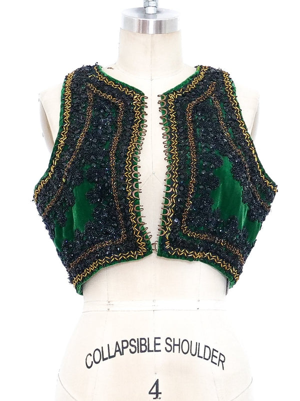 Embellished Cropped Velvet Vest Jacket arcadeshops.com