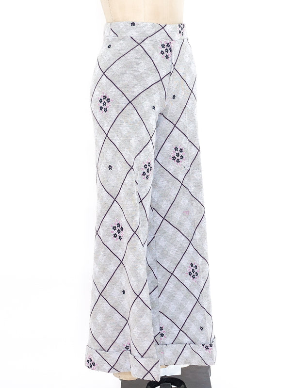 Argyle Knit Wide Leg Pants Bottom arcadeshops.com