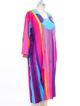 Ribbon Striped Fringed Cotton Dress Dress arcadeshops.com