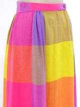 Rainbow Checkered Maxi Skirt Bottom arcadeshops.com