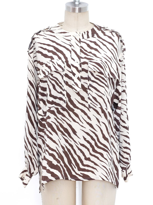 Escada Animal Printed Silk Blouse Top arcadeshops.com