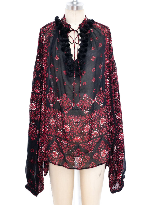 Saint Laurent Paisley Printed Silk Blouse Top arcadeshops.com