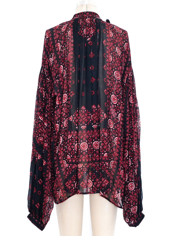 Saint Laurent Paisley Printed Silk Blouse Top arcadeshops.com