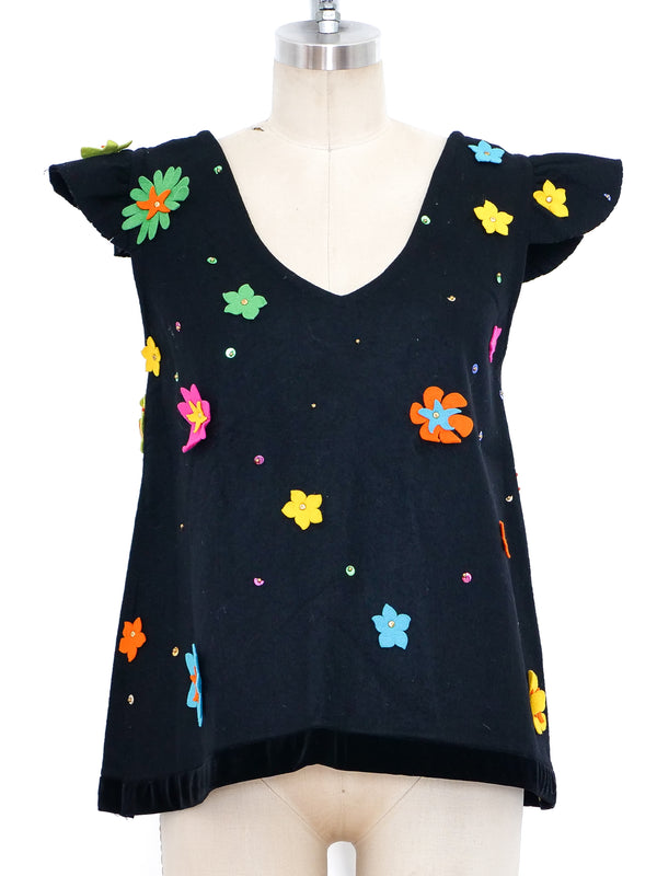 Felted Wool Floral Applique Top Top arcadeshops.com