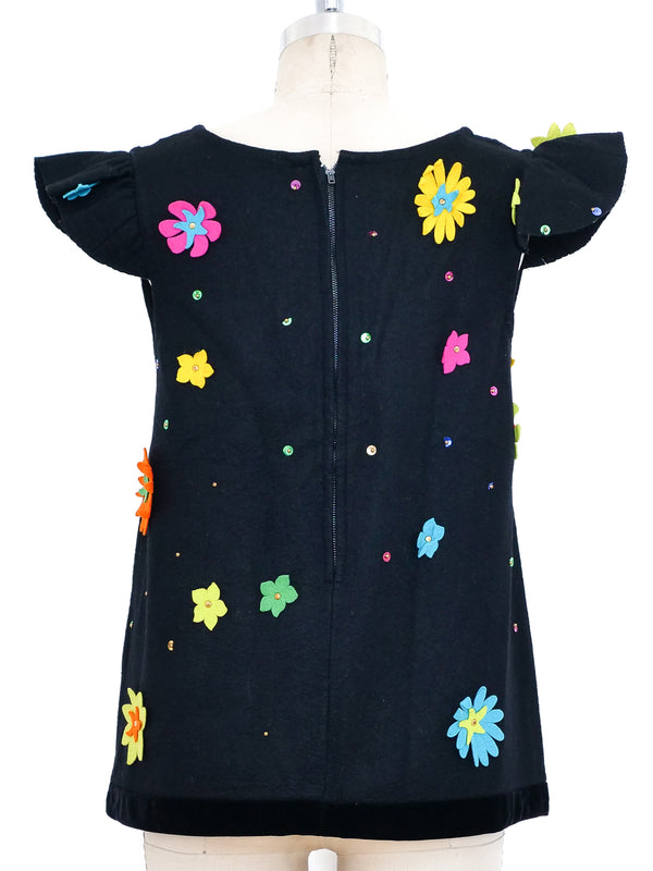 Felted Wool Floral Applique Top Top arcadeshops.com