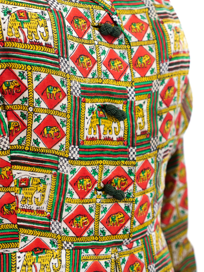 Elephant Block Printed Silk Shirt Dress Dress arcadeshops.com