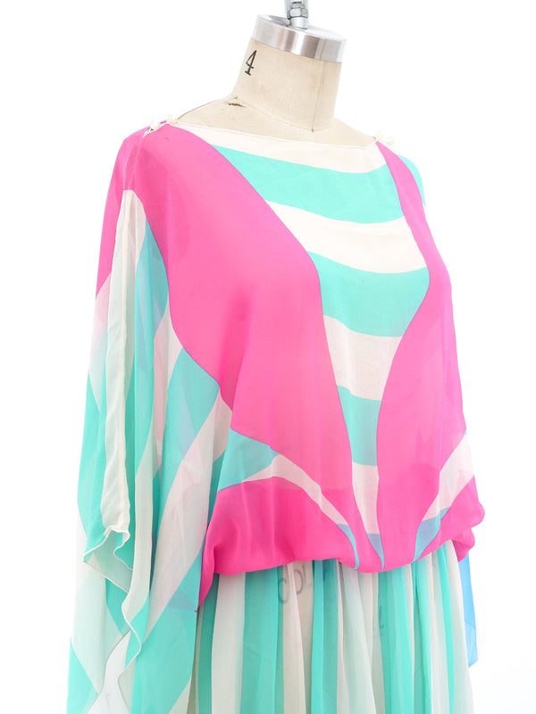 Striped Orchid Silk Chiffon Dress Dress arcadeshops.com