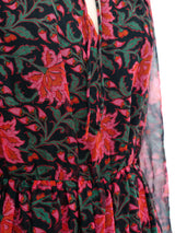Treacy Lowe Block Printed Silk Chiffon Ruffle Dress Dress arcadeshops.com