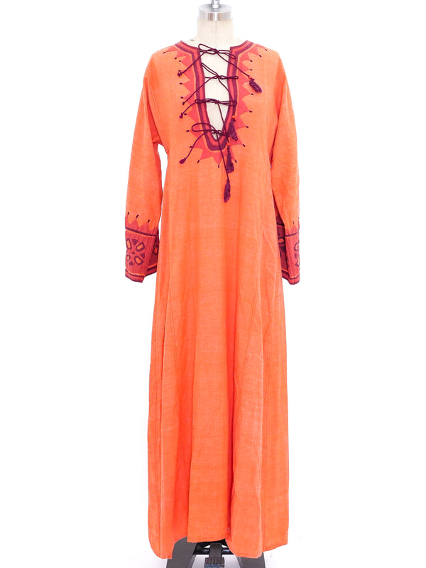Orange Cotton Gauze Caftan Dress arcadeshops.com