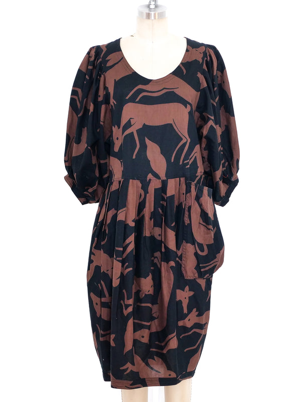 Chacok Gazelle Print Cotton Dress Dress arcadeshops.com