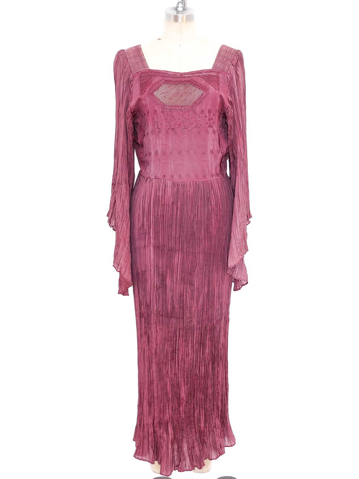 1970's Plisse Pleated Afghani Dress