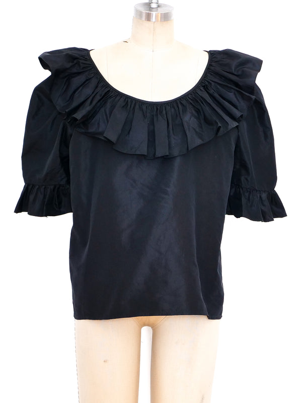 1970's Yves Saint Laurent Ruffled Peasant Blouse Top arcadeshops.com