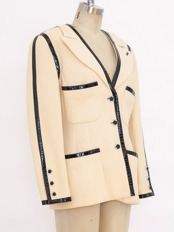 Chanel Patent Leather Trim Ivory Jacket Jacket arcadeshops.com