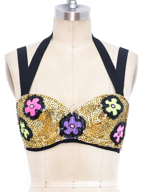 Daisy Embellished Sequin Bralette Top arcadeshops.com