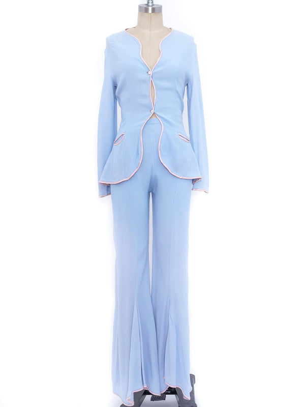 Ossie Clark Powder Blue Crepe Ensemble Suit arcadeshops.com