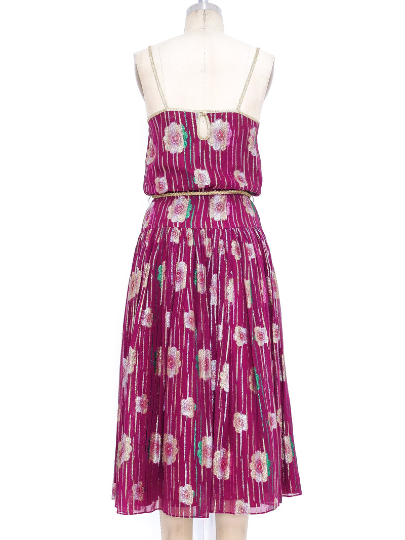 Quorum Rasberry Lurex Striped Floral Dress Dress arcadeshops.com