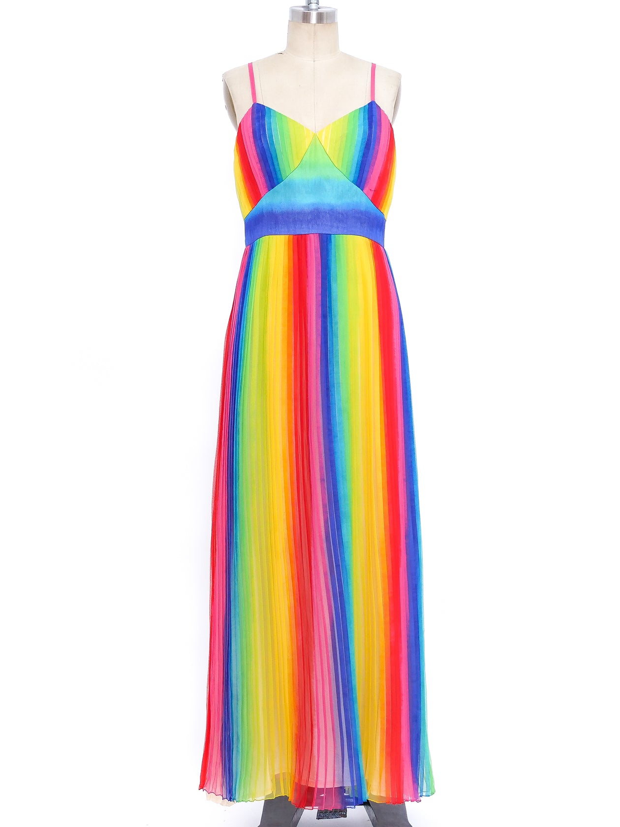 Accordion Pleated Rainbow Gown