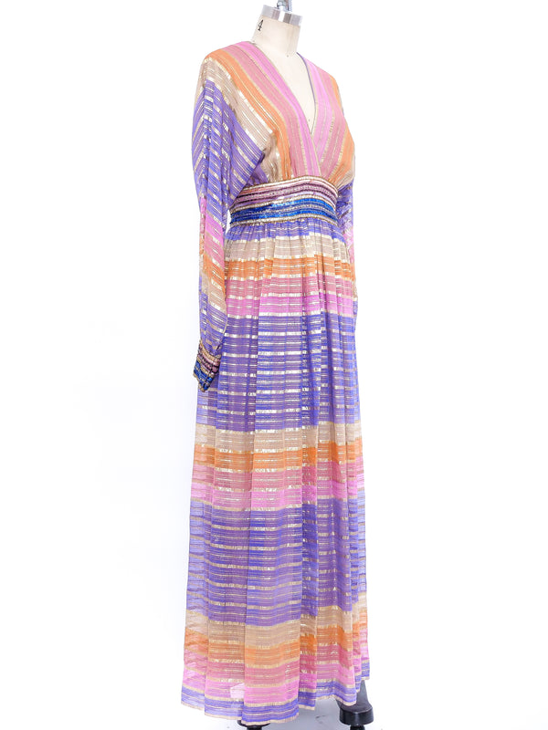 Adele Simpson Striped Chiffon Gown Dress arcadeshops.com