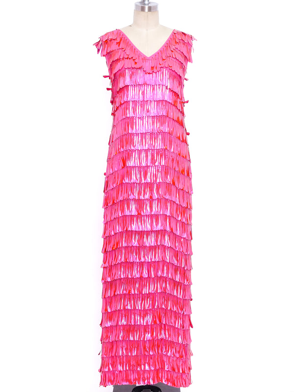 Mr Blackwell Metallic Pink Teardrop Embellished Gown Dress arcadeshops.com
