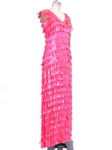 Mr Blackwell Metallic Pink Teardrop Embellished Gown Dress arcadeshops.com