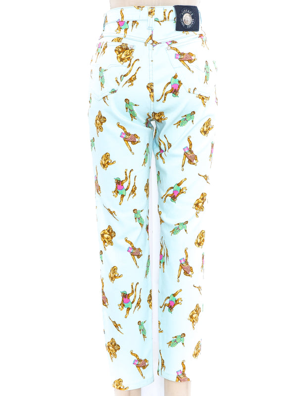 Gianni Versace Monkey Print Jeans Bottom arcadeshops.com