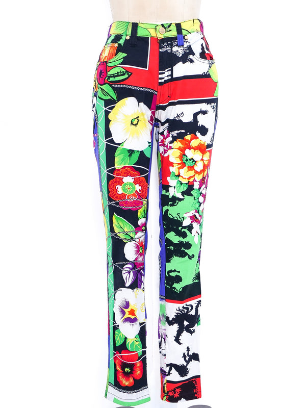 Gianni Versace Mixed Print Jeans Bottom arcadeshops.com
