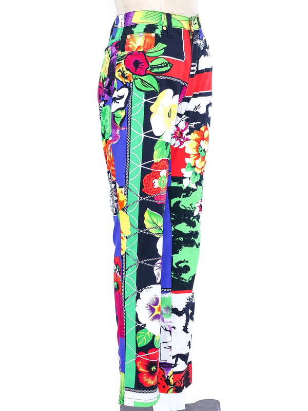 Gianni Versace Mixed Print Jeans Bottom arcadeshops.com