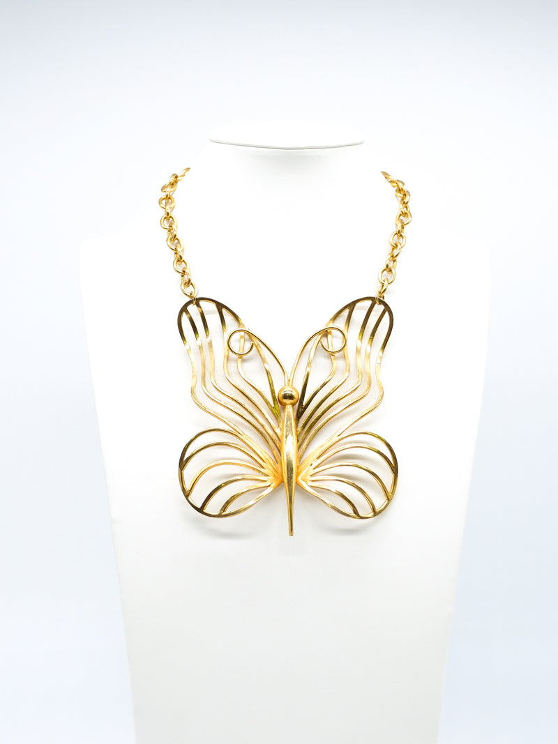 Wire Butterfly Pendant Necklace Accessory arcadeshops.com