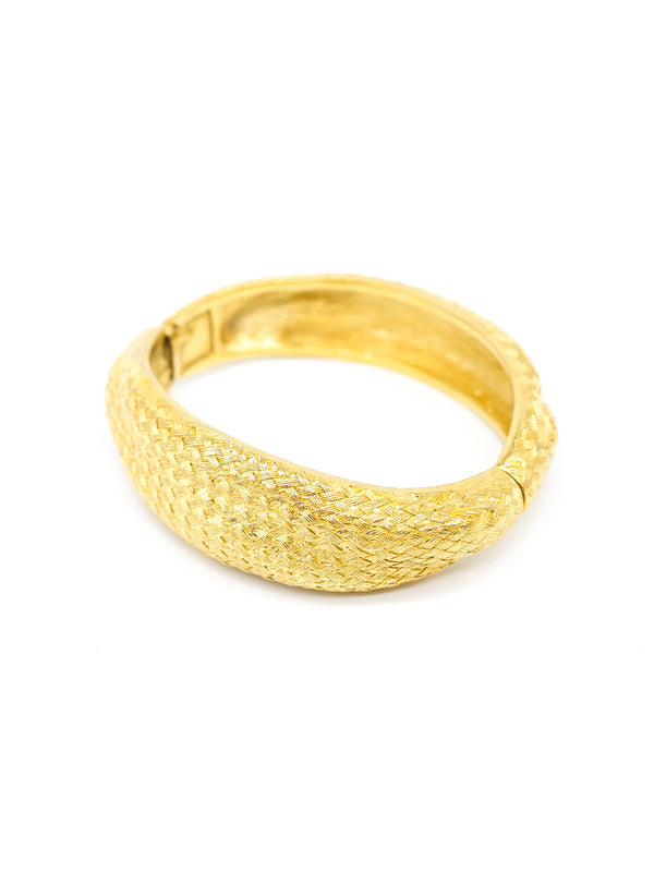 Goldtone Basketweave Bangle Accessory arcadeshops.com
