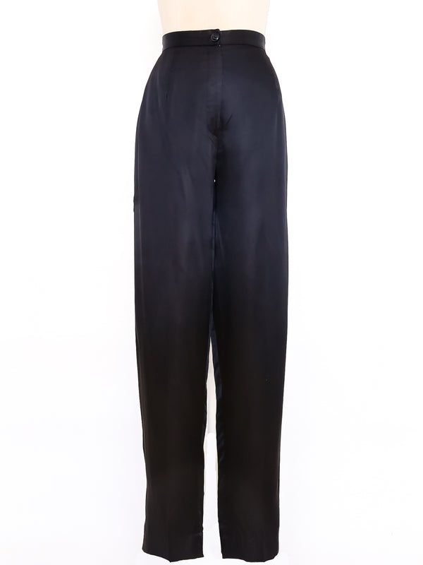 Black Satin Split Leg Pants Bottom arcadeshops.com