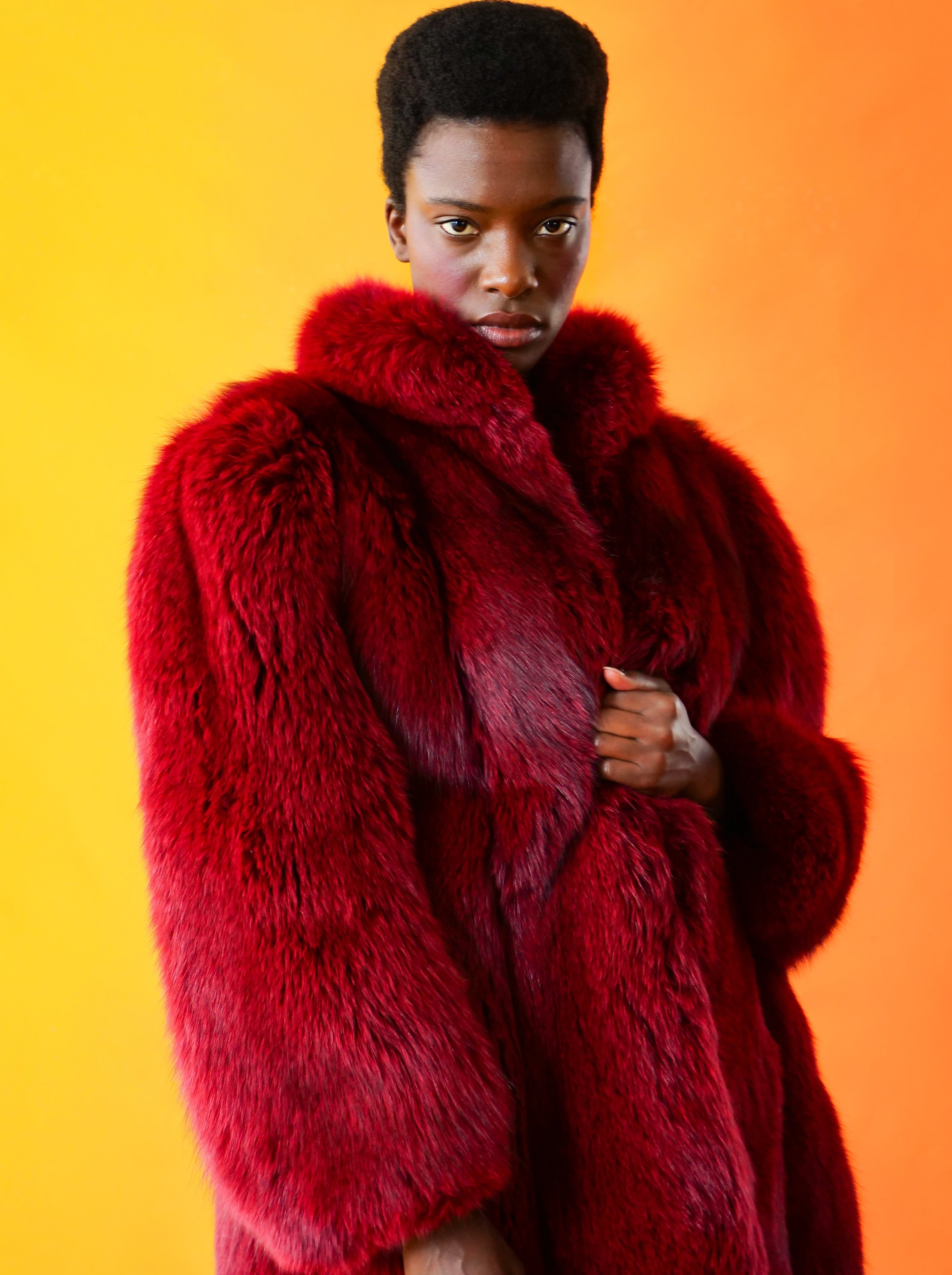 Christian Dior Black Cherry Fox Fur Coat