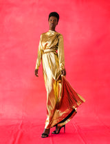 Yves Saint Laurent Metallic Gold Lamé Ensemble Suit arcadeshops.com