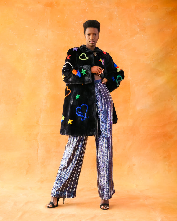 Bill Blass Pinstriped Sequin Pants Bottom arcadeshops.com