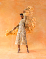 Feather Trimmed Tapestry Shawl Jacket arcadeshops.com