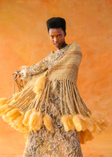 Feather Trimmed Tapestry Shawl Jacket arcadeshops.com